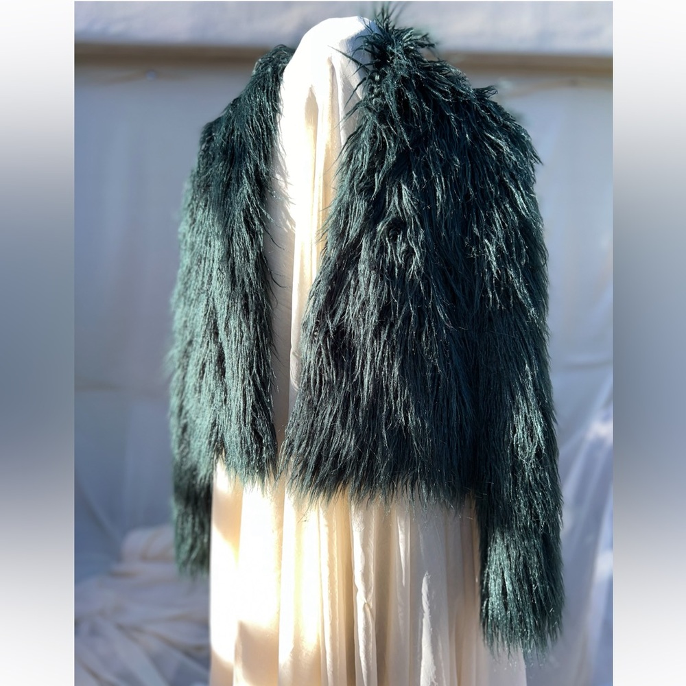 KEEPSAKE Aurora Forest Green Faux Fur Coat